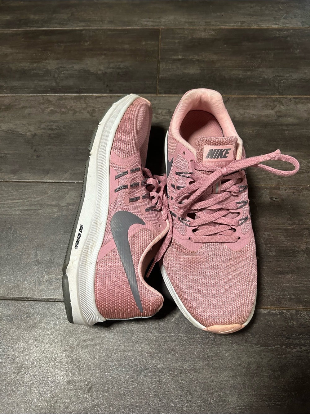 Nike Women’s Pink Athletic Running Sneakers with Gray Swoosh